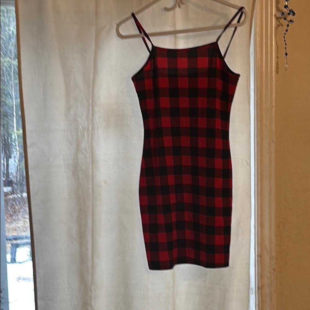 SHEIN Red and Black Bodycon Mini Dress Spaghetti Strap